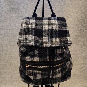 Forever 21 Black and White Plaid Backpack